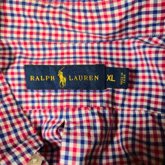Ralph Lauren Men's Plaid Button Down Shirt Size XL Red White Blue Patriotic - Picture 3 of 9